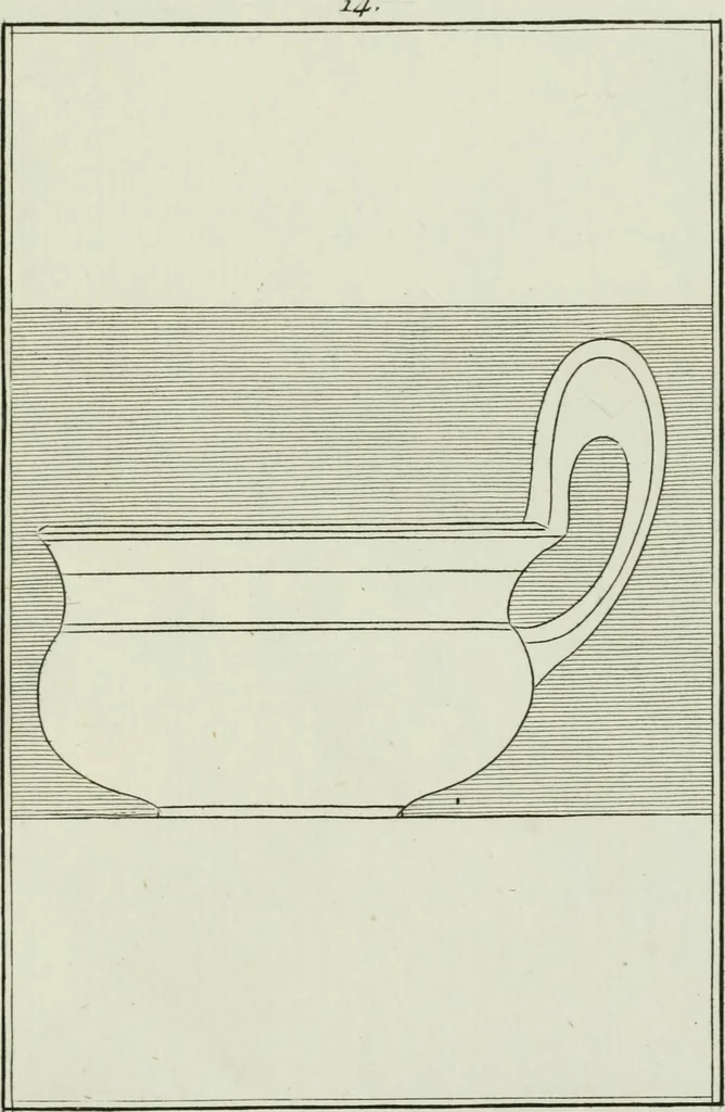An illustration from Antiquités étrusques, grecques et romaines : ou les beaux vases étrusques, grecs et romains, et les peintures rendues avec les couleurs qui leur sont propres, 1787, leaf 148