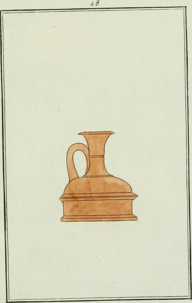 An illustration from Antiquités étrusques, grecques et romaines : ou les beaux vases étrusques, grecs et romains, et les peintures rendues avec les couleurs qui leur sont propres, 1787, leaf 156