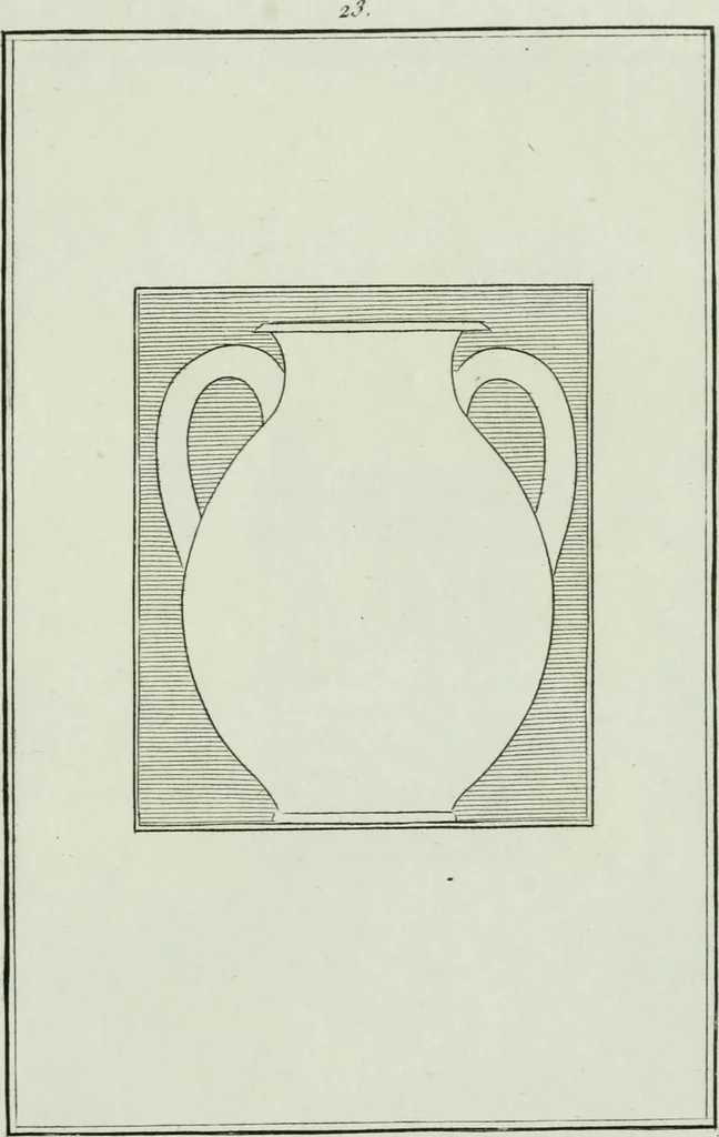 An illustration from Antiquités étrusques, grecques et romaines : ou les beaux vases étrusques, grecs et romains, et les peintures rendues avec les couleurs qui leur sont propres, 1787, leaf 166