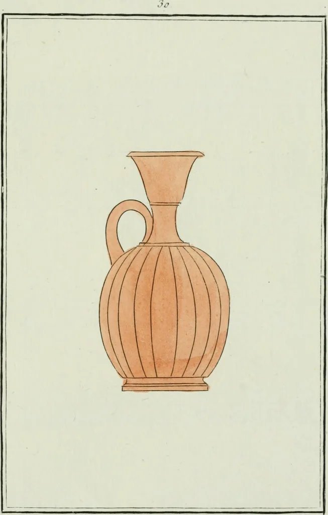 An illustration from Antiquités étrusques, grecques et romaines : ou les beaux vases étrusques, grecs et romains, et les peintures rendues avec les couleurs qui leur sont propres, 1787, leaf 180