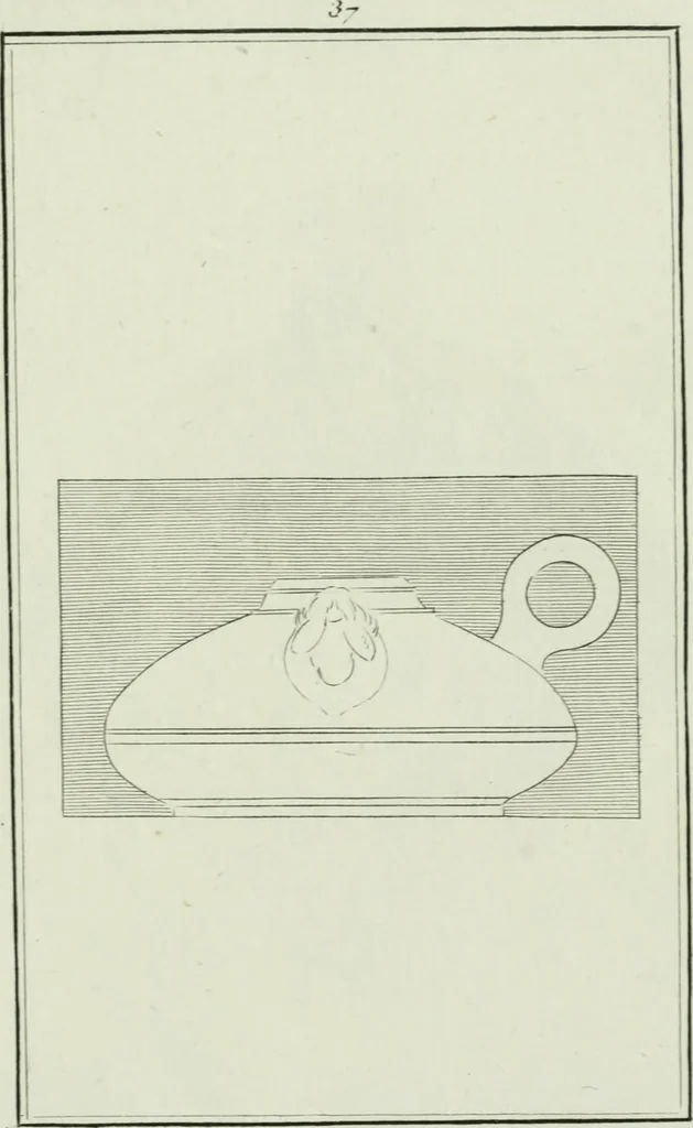 An illustration from Antiquités étrusques, grecques et romaines : ou les beaux vases étrusques, grecs et romains, et les peintures rendues avec les couleurs qui leur sont propres, 1787, leaf 194