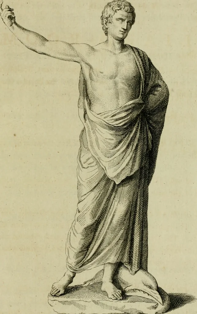 An illustration from A description of the antiquities and curiosities in Wilton-House : illustrated with twenty-five engravings of some of the capital statues, bustos and relievos : in this work are introduced the anecdotes and remarks of Thomas earl of Pembroke, who collected these antiques, now first published from His Lordship's mss., 1769, leaf 104