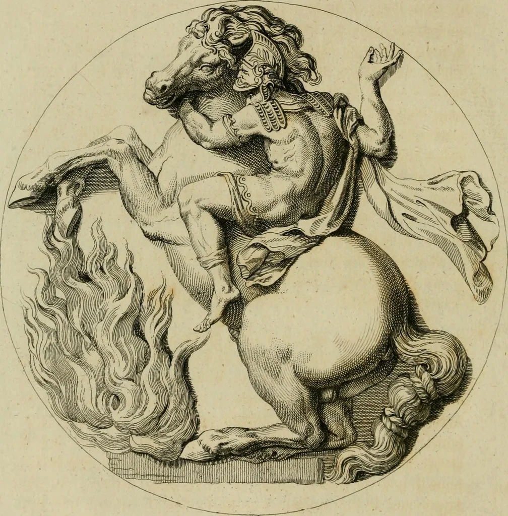 An illustration from A description of the antiquities and curiosities in Wilton-House : illustrated with twenty-five engravings of some of the capital statues, bustos and relievos : in this work are introduced the anecdotes and remarks of Thomas earl of Pembroke, who collected these antiques, now first published from His Lordship's mss., 1769, leaf 77
