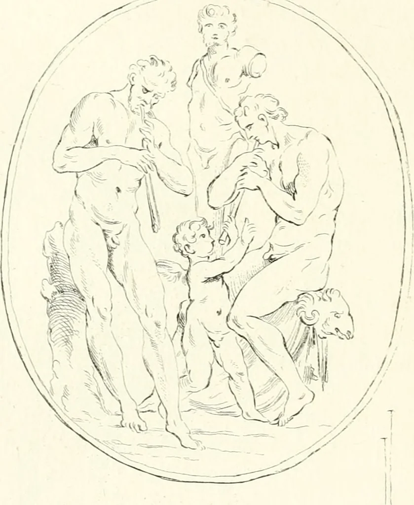 An illustration from Antiquities explained : being a collection of figured gems, illustrated by similar descriptions taken from the classics, 1737, leaf 191