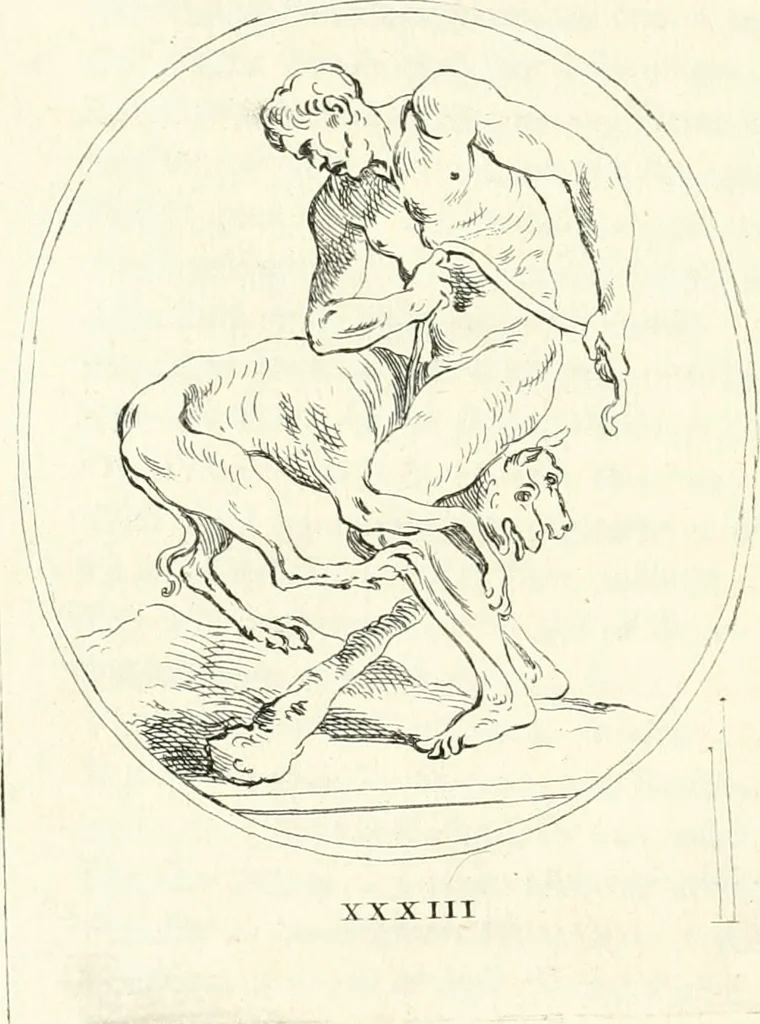An illustration from Antiquities explained : being a collection of figured gems, illustrated by similar descriptions taken from the classics, 1737, leaf 225