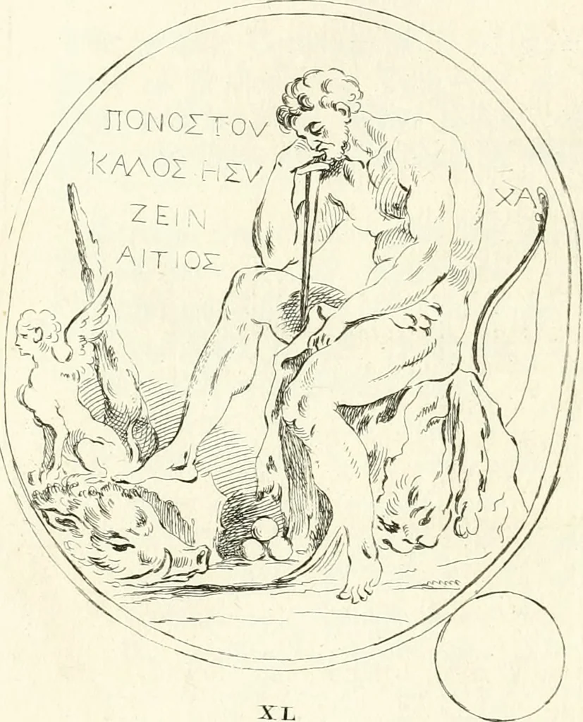 An illustration from Antiquities explained : being a collection of figured gems, illustrated by similar descriptions taken from the classics, 1737, leaf 277