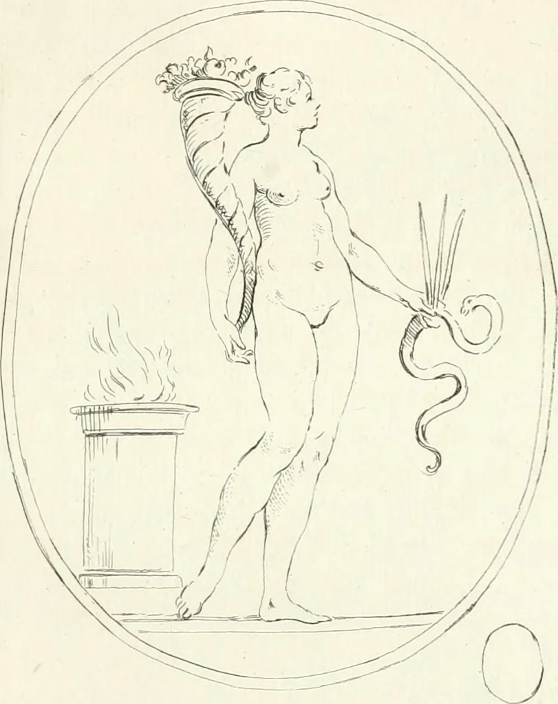 An illustration from Antiquities explained : being a collection of figured gems, illustrated by similar descriptions taken from the classics, 1737, leaf 306