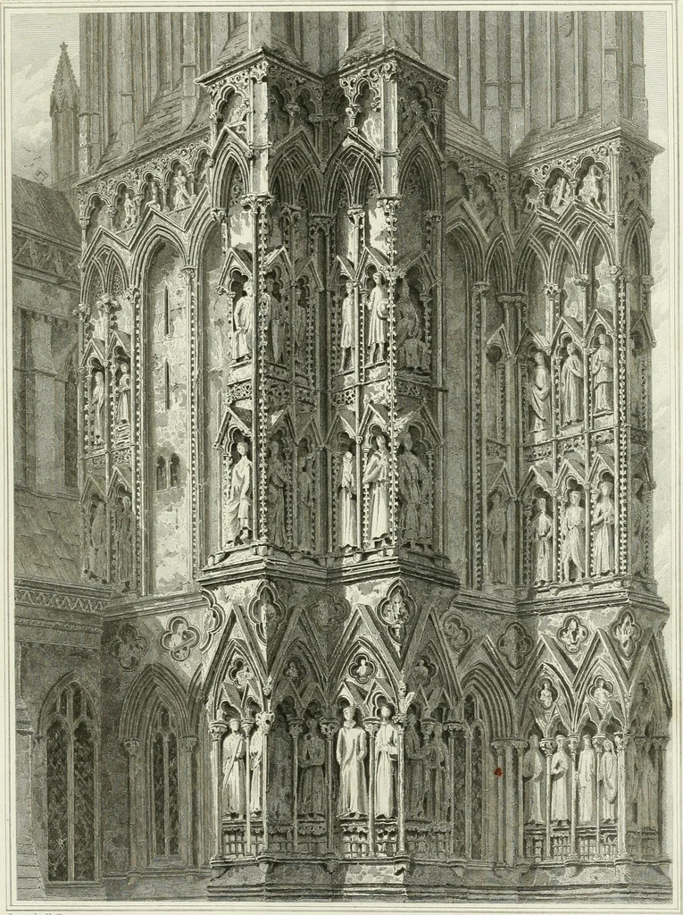 An illustration from The history and antiquities of the cathedral church of Wells: illustrated by a series of engravings, of views, elevations, plans, and details of the architecture of that edifice; including biographical anecdotes of the bishops of the see of Bath and Wells, 1824, leaf 116