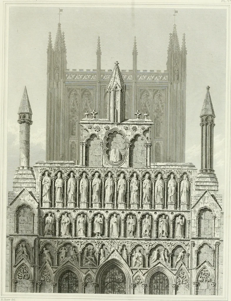 An illustration from The history and antiquities of the cathedral church of Wells: illustrated by a series of engravings, of views, elevations, plans, and details of the architecture of that edifice; including biographical anecdotes of the bishops of the see of Bath and Wells, 1824, leaf 120