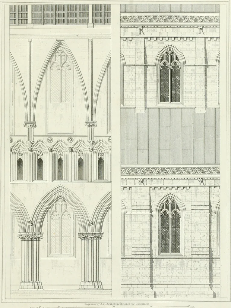 An illustration from The history and antiquities of the cathedral church of Wells: illustrated by a series of engravings, of views, elevations, plans, and details of the architecture of that edifice; including biographical anecdotes of the bishops of the see of Bath and Wells, 1824, leaf 124