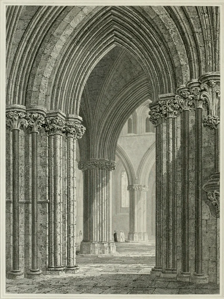An illustration from The history and antiquities of the cathedral church of Wells: illustrated by a series of engravings, of views, elevations, plans, and details of the architecture of that edifice; including biographical anecdotes of the bishops of the see of Bath and Wells, 1824, leaf 137