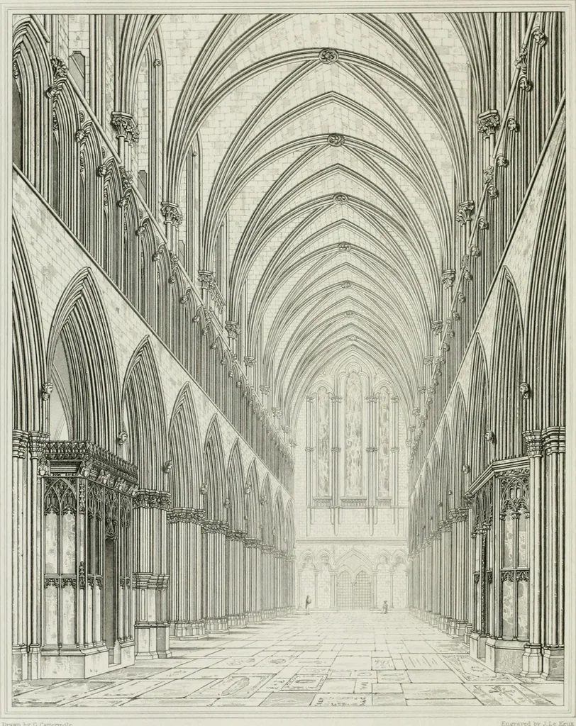 An illustration from The history and antiquities of the cathedral church of Wells: illustrated by a series of engravings, of views, elevations, plans, and details of the architecture of that edifice; including biographical anecdotes of the bishops of the see of Bath and Wells, 1824, leaf 145