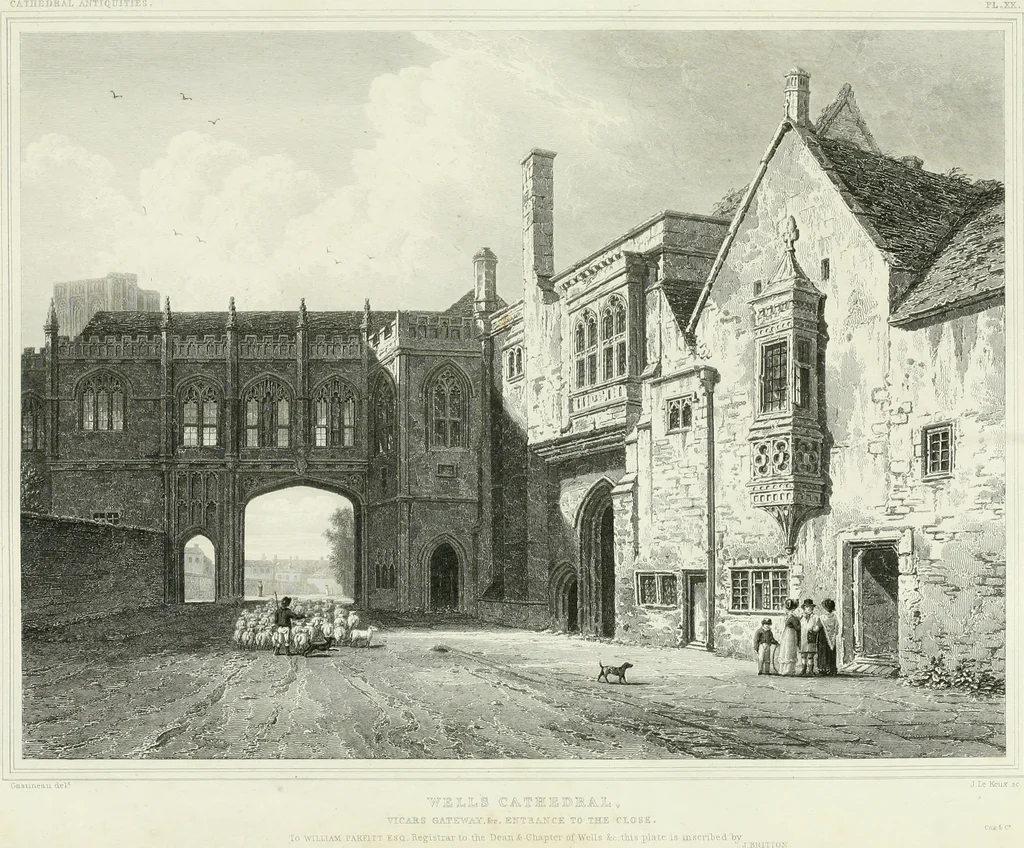 An illustration from The history and antiquities of the cathedral church of Wells: illustrated by a series of engravings, of views, elevations, plans, and details of the architecture of that edifice; including biographical anecdotes of the bishops of the see of Bath and Wells, 1824, leaf 160