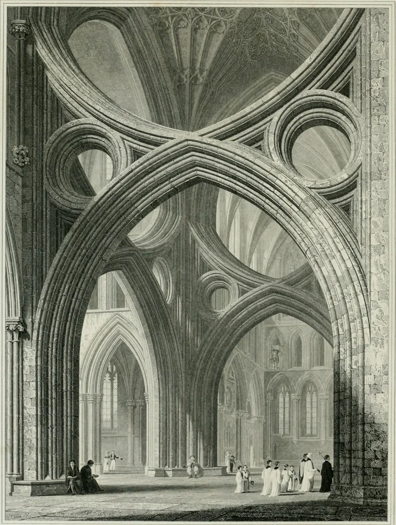 An illustration from The history and antiquities of the cathedral church of Wells: illustrated by a series of engravings, of views, elevations, plans, and details of the architecture of that edifice; including biographical anecdotes of the bishops of the see of Bath and Wells, 1824, leaf 163