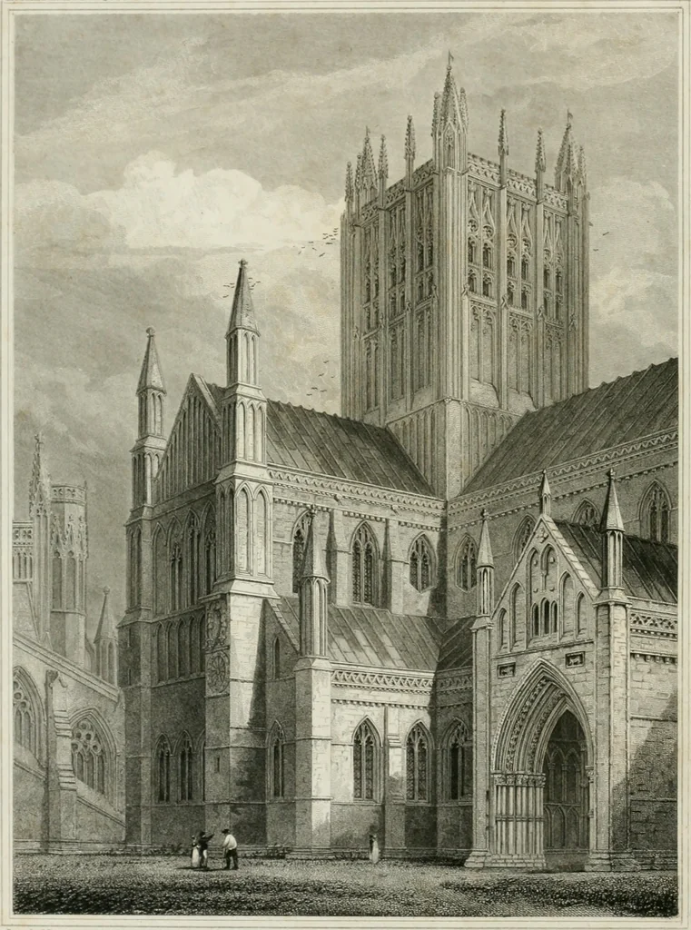 An illustration from The history and antiquities of the cathedral church of Wells: illustrated by a series of engravings, of views, elevations, plans, and details of the architecture of that edifice; including biographical anecdotes of the bishops of the see of Bath and Wells, 1824, leaf 7