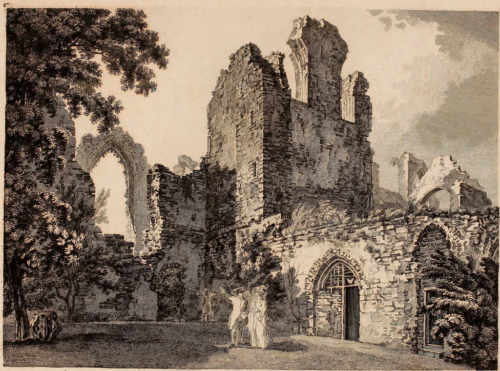 An illustration from Antiquities of Great Britain, : illustrated in views of monasteries, castles, and churches, now existing., 1807, leaf 142