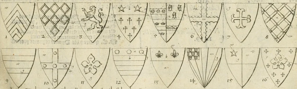 An illustration from The antiquities of Warwickshire illustrated : from records, leiger-books, manuscripts, charters, evidences, tombes, and armes : beautified with maps, prospects, and portraictures, 1656, leaf 106
