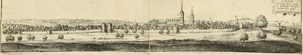 An illustration from The antiquities of Warwickshire illustrated : from records, leiger-books, manuscripts, charters, evidences, tombes, and armes : beautified with maps, prospects, and portraictures, 1656, leaf 119