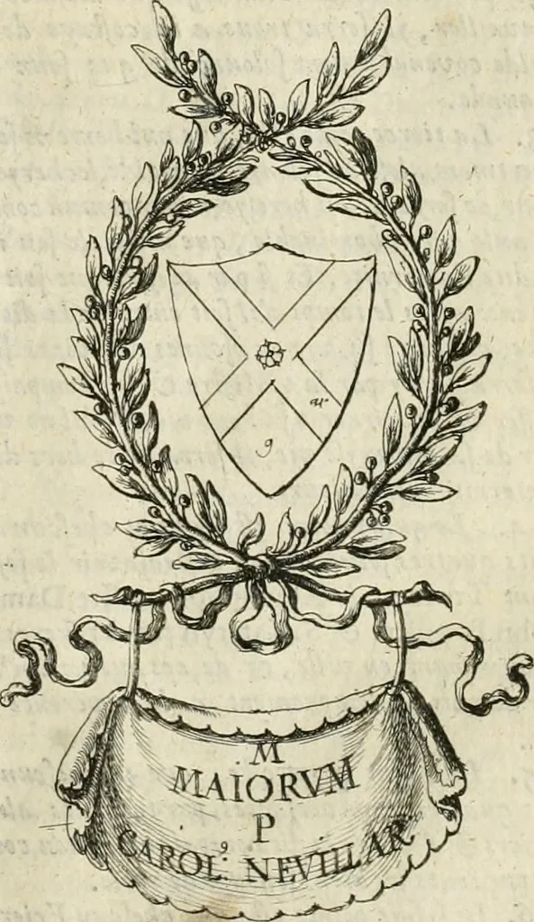 An illustration from The antiquities of Warwickshire illustrated : from records, leiger-books, manuscripts, charters, evidences, tombes, and armes : beautified with maps, prospects, and portraictures, 1656, leaf 154