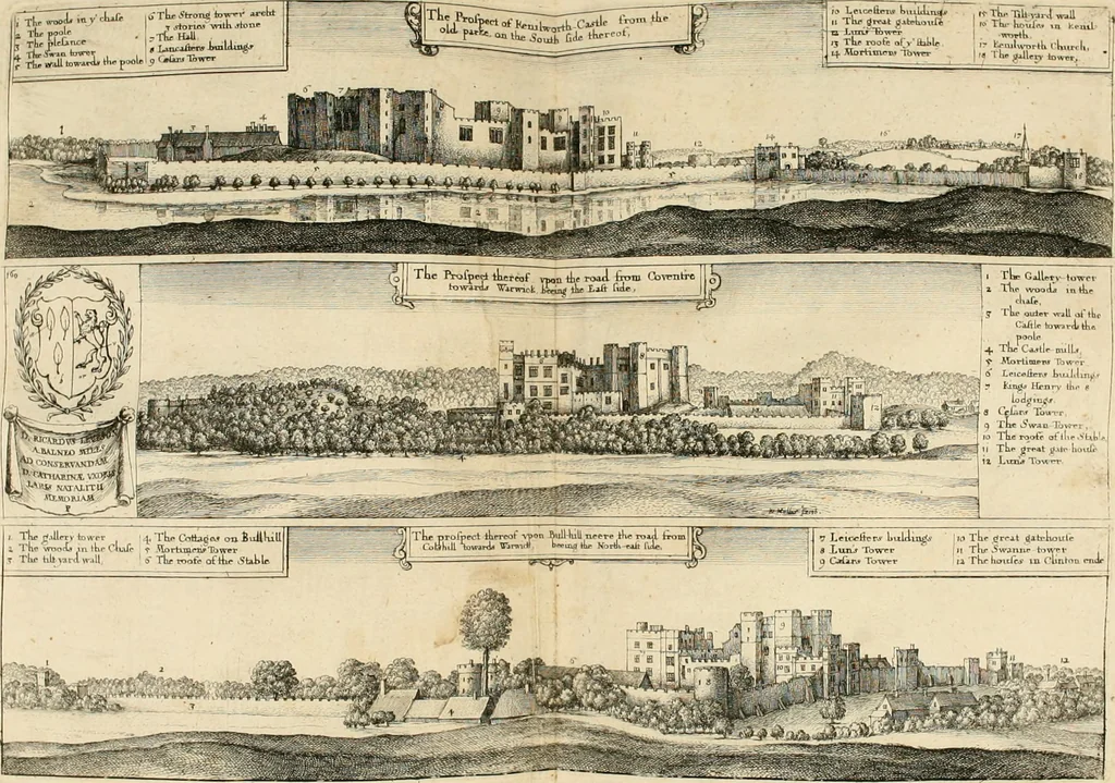 An illustration from The antiquities of Warwickshire illustrated : from records, leiger-books, manuscripts, charters, evidences, tombes, and armes : beautified with maps, prospects, and portraictures, 1656, leaf 195