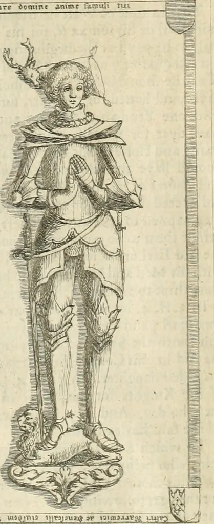 An illustration from The antiquities of Warwickshire illustrated : from records, leiger-books, manuscripts, charters, evidences, tombes, and armes : beautified with maps, prospects, and portraictures, 1656, leaf 223