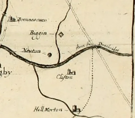 An illustration from The antiquities of Warwickshire illustrated : from records, leiger-books, manuscripts, charters, evidences, tombes, and armes : beautified with maps, prospects, and portraictures, 1656, leaf 25
