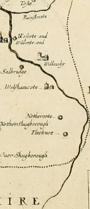 An illustration from The antiquities of Warwickshire illustrated : from records, leiger-books, manuscripts, charters, evidences, tombes, and armes : beautified with maps, prospects, and portraictures, 1656, leaf 25