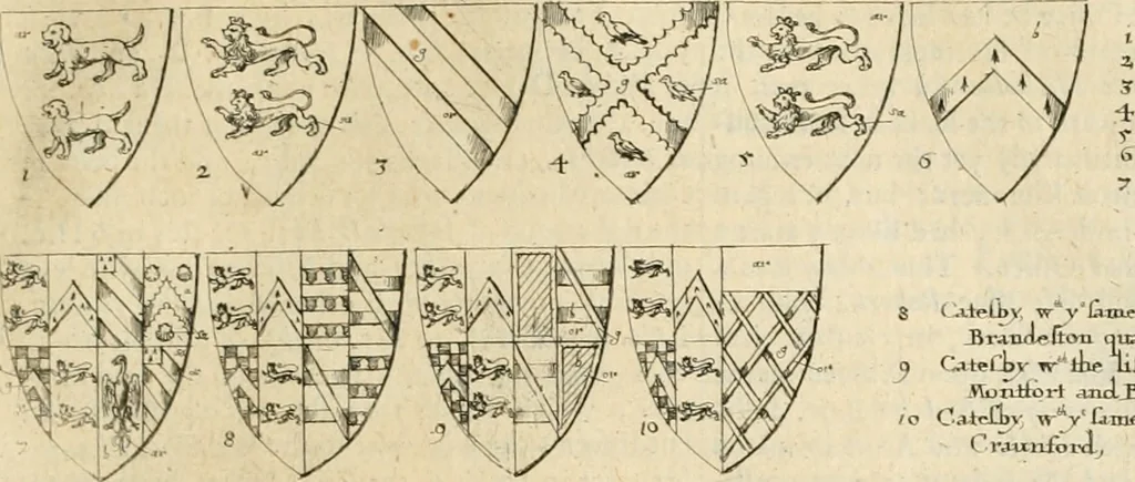 An illustration from The antiquities of Warwickshire illustrated : from records, leiger-books, manuscripts, charters, evidences, tombes, and armes : beautified with maps, prospects, and portraictures, 1656, leaf 258