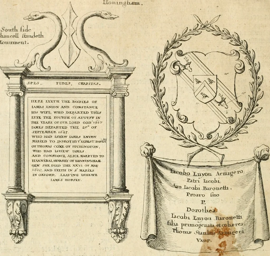An illustration from The antiquities of Warwickshire illustrated : from records, leiger-books, manuscripts, charters, evidences, tombes, and armes : beautified with maps, prospects, and portraictures, 1656, leaf 275