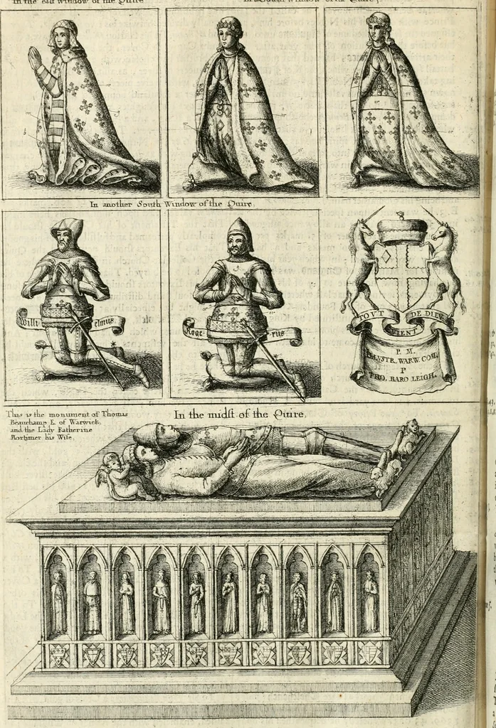 An illustration from The antiquities of Warwickshire illustrated : from records, leiger-books, manuscripts, charters, evidences, tombes, and armes : beautified with maps, prospects, and portraictures, 1656, leaf 307