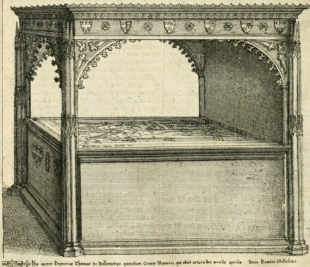 An illustration from The antiquities of Warwickshire illustrated : from records, leiger-books, manuscripts, charters, evidences, tombes, and armes : beautified with maps, prospects, and portraictures, 1656, leaf 313