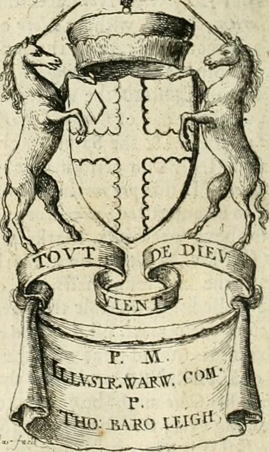 An illustration from The antiquities of Warwickshire illustrated : from records, leiger-books, manuscripts, charters, evidences, tombes, and armes : beautified with maps, prospects, and portraictures, 1656, leaf 319