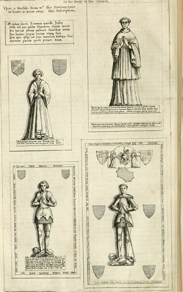 An illustration from The antiquities of Warwickshire illustrated : from records, leiger-books, manuscripts, charters, evidences, tombes, and armes : beautified with maps, prospects, and portraictures, 1656, leaf 337