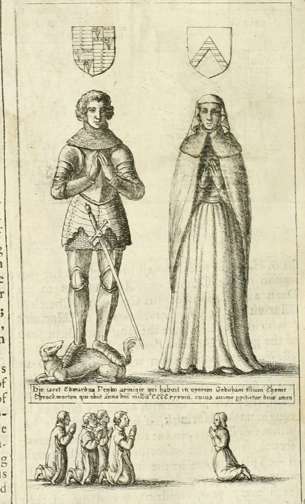 An illustration from The antiquities of Warwickshire illustrated : from records, leiger-books, manuscripts, charters, evidences, tombes, and armes : beautified with maps, prospects, and portraictures, 1656, leaf 369