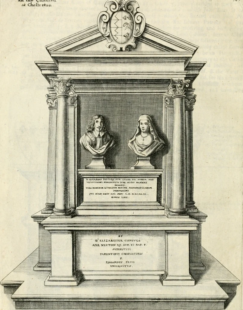 An illustration from The antiquities of Warwickshire illustrated : from records, leiger-books, manuscripts, charters, evidences, tombes, and armes : beautified with maps, prospects, and portraictures, 1656, leaf 373