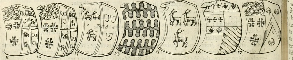 An illustration from The antiquities of Warwickshire illustrated : from records, leiger-books, manuscripts, charters, evidences, tombes, and armes : beautified with maps, prospects, and portraictures, 1656, leaf 425
