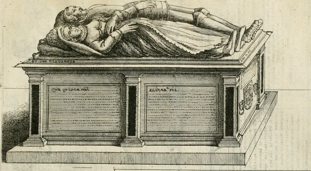 An illustration from The antiquities of Warwickshire illustrated : from records, leiger-books, manuscripts, charters, evidences, tombes, and armes : beautified with maps, prospects, and portraictures, 1656, leaf 428