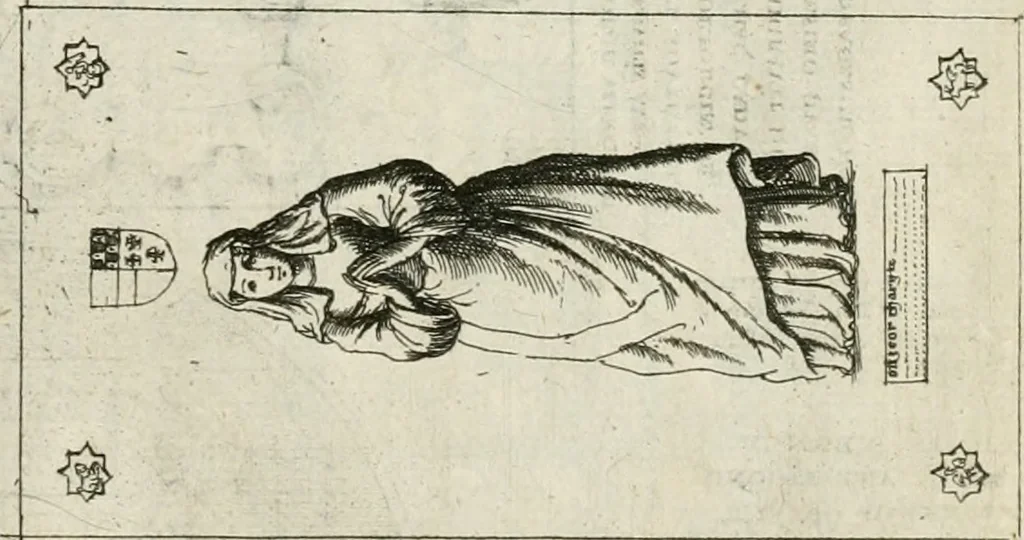 An illustration from The antiquities of Warwickshire illustrated : from records, leiger-books, manuscripts, charters, evidences, tombes, and armes : beautified with maps, prospects, and portraictures, 1656, leaf 428