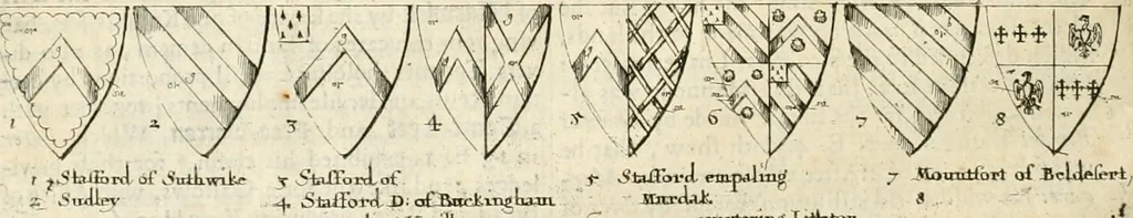 An illustration from The antiquities of Warwickshire illustrated : from records, leiger-books, manuscripts, charters, evidences, tombes, and armes : beautified with maps, prospects, and portraictures, 1656, leaf 465