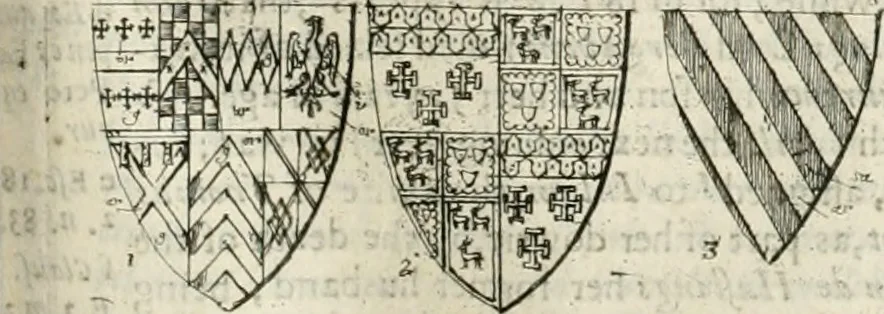 An illustration from The antiquities of Warwickshire illustrated : from records, leiger-books, manuscripts, charters, evidences, tombes, and armes : beautified with maps, prospects, and portraictures, 1656, leaf 490