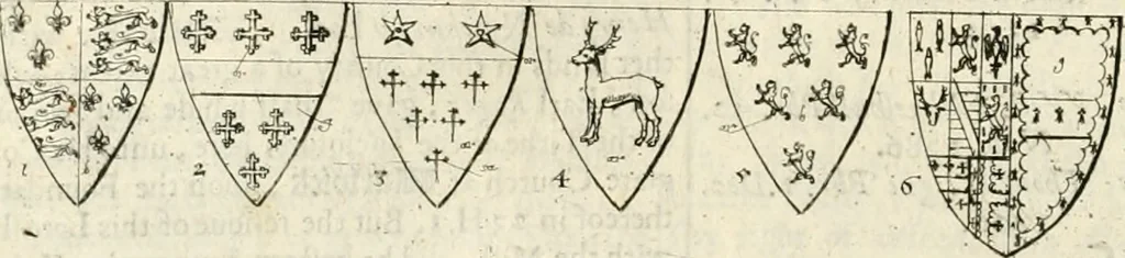 An illustration from The antiquities of Warwickshire illustrated : from records, leiger-books, manuscripts, charters, evidences, tombes, and armes : beautified with maps, prospects, and portraictures, 1656, leaf 491