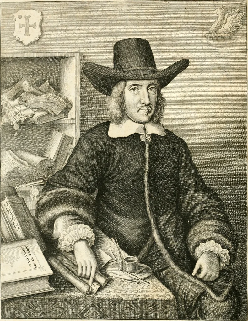An illustration from The antiquities of Warwickshire illustrated : from records, leiger-books, manuscripts, charters, evidences, tombes, and armes : beautified with maps, prospects, and portraictures, 1656, leaf 5