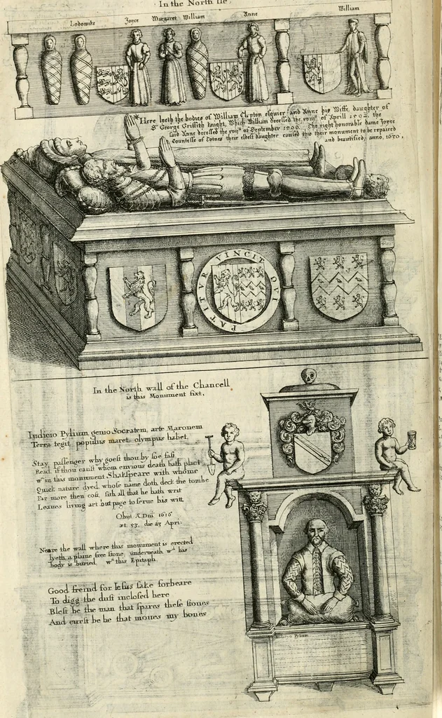 An illustration from The antiquities of Warwickshire illustrated : from records, leiger-books, manuscripts, charters, evidences, tombes, and armes : beautified with maps, prospects, and portraictures, 1656, leaf 503