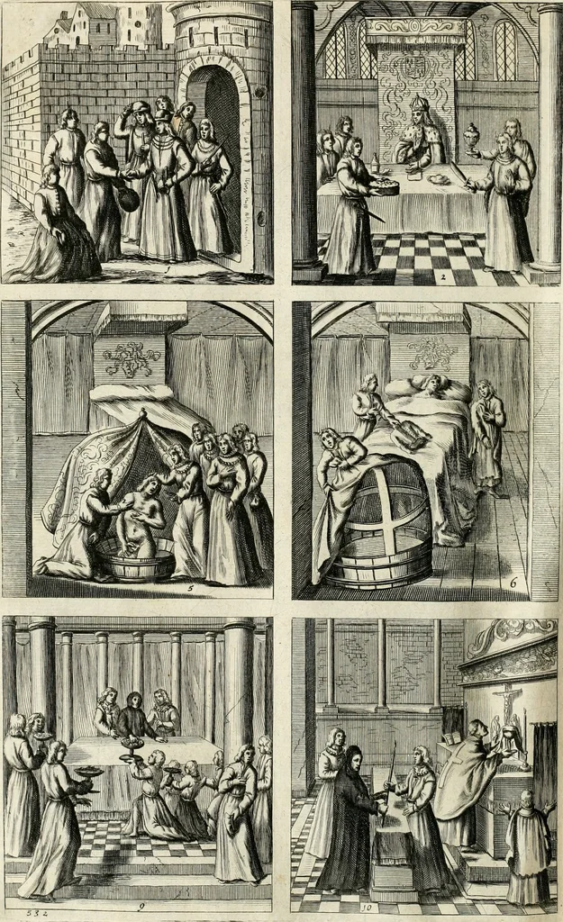 An illustration from The antiquities of Warwickshire illustrated : from records, leiger-books, manuscripts, charters, evidences, tombes, and armes : beautified with maps, prospects, and portraictures, 1656, leaf 517