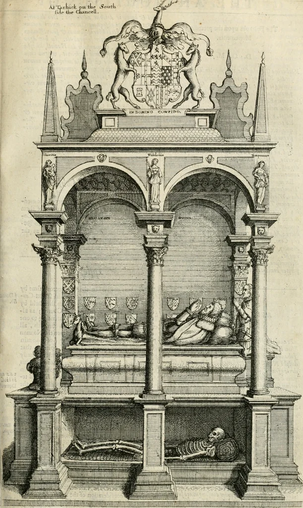 An illustration from The antiquities of Warwickshire illustrated : from records, leiger-books, manuscripts, charters, evidences, tombes, and armes : beautified with maps, prospects, and portraictures, 1656, leaf 538