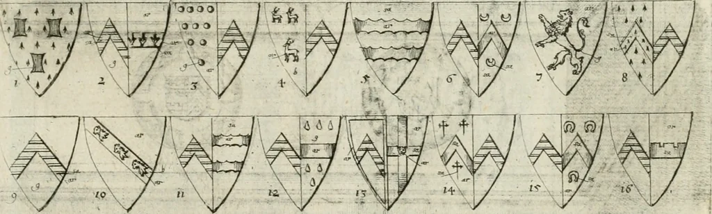 An illustration from The antiquities of Warwickshire illustrated : from records, leiger-books, manuscripts, charters, evidences, tombes, and armes : beautified with maps, prospects, and portraictures, 1656, leaf 550