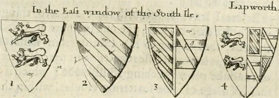 An illustration from The antiquities of Warwickshire illustrated : from records, leiger-books, manuscripts, charters, evidences, tombes, and armes : beautified with maps, prospects, and portraictures, 1656, leaf 576