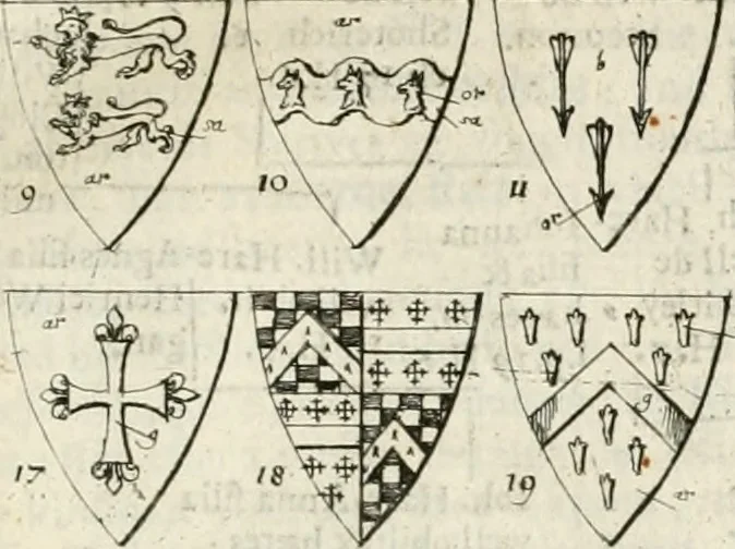 An illustration from The antiquities of Warwickshire illustrated : from records, leiger-books, manuscripts, charters, evidences, tombes, and armes : beautified with maps, prospects, and portraictures, 1656, leaf 588