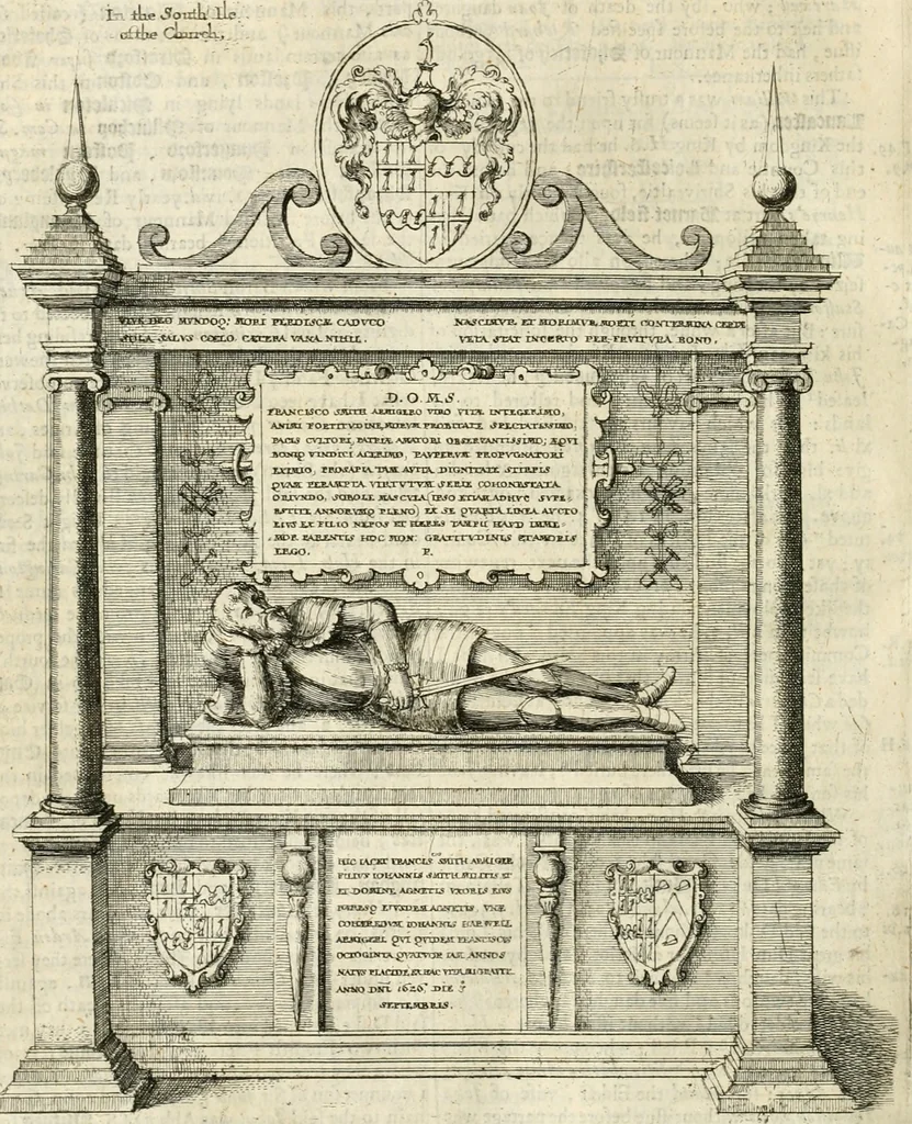 An illustration from The antiquities of Warwickshire illustrated : from records, leiger-books, manuscripts, charters, evidences, tombes, and armes : beautified with maps, prospects, and portraictures, 1656, leaf 591