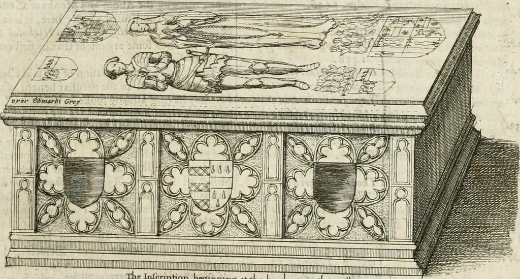 An illustration from The antiquities of Warwickshire illustrated : from records, leiger-books, manuscripts, charters, evidences, tombes, and armes : beautified with maps, prospects, and portraictures, 1656, leaf 592